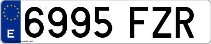 Ejemplo de matrícula de coche ordinaria 6995 FZR