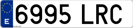 Ejemplo de matrícula de coche ordinaria 6995 LRC