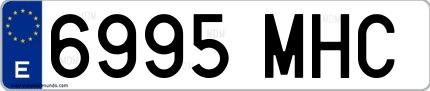 Ejemplo de matrícula de coche ordinaria 6995 MHC