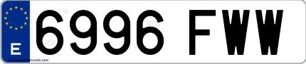 Ejemplo de matrícula española 6996 FWW