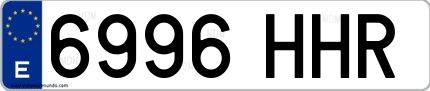 Ejemplo de matrícula española 6996 HHR
