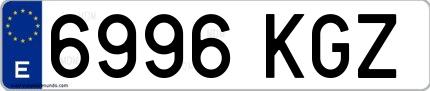 Ejemplo de matrícula española 6996 KGZ