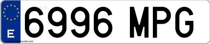 Ejemplo de matrícula española 6996 MPG