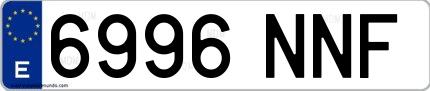 Ejemplo de matrícula española 6996 NNF
