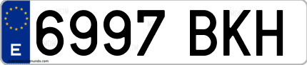 Ejemplo de matrícula de coche ordinaria 6997 BKH
