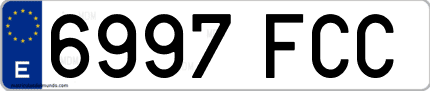 Ejemplo de matrícula de coche ordinaria 6997 FCC