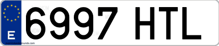 Ejemplo de matrícula de coche ordinaria 6997 HTL