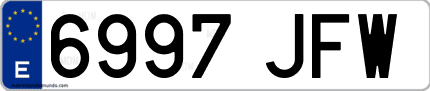 Ejemplo de matrícula de coche ordinaria 6997 JFW