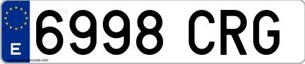 Ejemplo de matrícula española 6998 CRG
