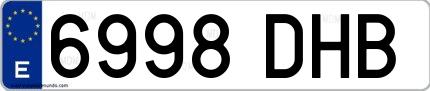 Ejemplo de matrícula española 6998 DHB