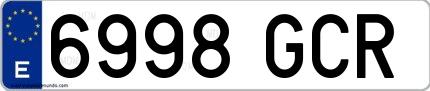 Ejemplo de matrícula española 6998 GCR