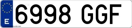 Ejemplo de matrícula española 6998 GGF