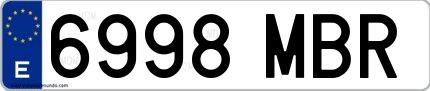 Ejemplo de matrícula española 6998 MBR