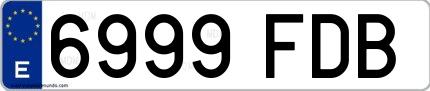 Ejemplo de matrícula española 6999 FDB