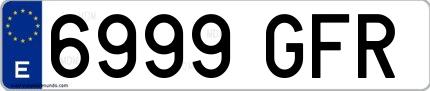 Ejemplo de matrícula española 6999 GFR