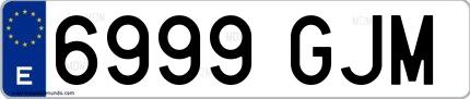 Ejemplo de matrícula española 6999 GJM