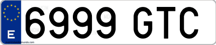 Ejemplo de matrícula de coche ordinaria 6999 GTC