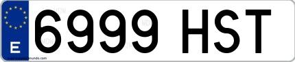 Ejemplo de matrícula española 6999 HST