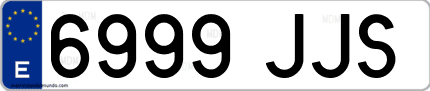 Ejemplo de matrícula de coche ordinaria 6999 JJS