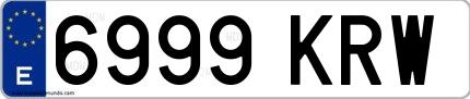 Ejemplo de matrícula española 6999 KRW