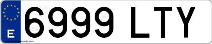 Ejemplo de matrícula española 6999 LTY