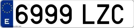 Ejemplo de matrícula española 6999 LZC