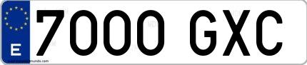 Ejemplo de matrícula española 7000 GXC