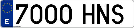 Ejemplo de matrícula de coche ordinaria 7000 HNS