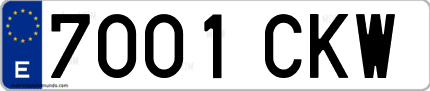 Ejemplo de matrícula de coche ordinaria 7001 CKW