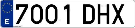 Ejemplo de matrícula española 7001 DHX