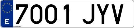 Ejemplo de matrícula española 7001 JYV