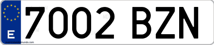Ejemplo de matrícula de coche ordinaria 7002 BZN