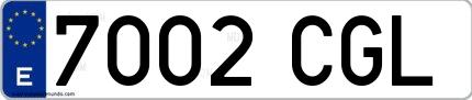 Ejemplo de matrícula de coche ordinaria 7002 CGL