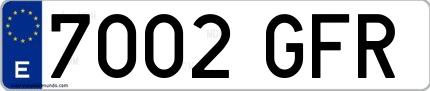 Ejemplo de matrícula española 7002 GFR