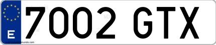 Ejemplo de matrícula española 7002 GTX