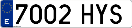 Ejemplo de matrícula de coche ordinaria 7002 HYS