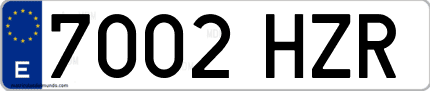 Ejemplo de matrícula de coche ordinaria 7002 HZR