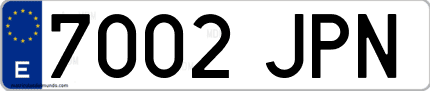 Ejemplo de matrícula de coche ordinaria 7002 JPN