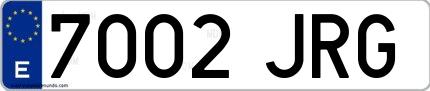 Ejemplo de matrícula española 7002 JRG