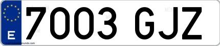 Ejemplo de matrícula española 7003 GJZ