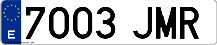 Ejemplo de matrícula de coche ordinaria 7003 JMR