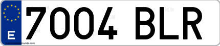Ejemplo de matrícula de coche ordinaria 7004 BLR