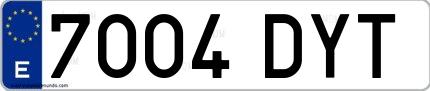 Ejemplo de matrícula española 7004 DYT
