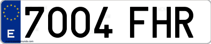 Ejemplo de matrícula de coche ordinaria 7004 FHR