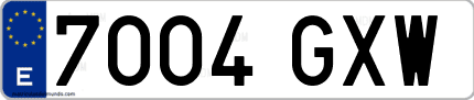 Ejemplo de matrícula de coche ordinaria 7004 GXW