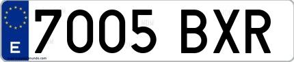 Ejemplo de matrícula española 7005 BXR
