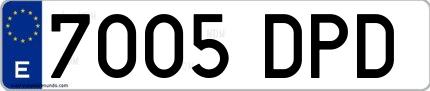 Ejemplo de matrícula española 7005 DPD