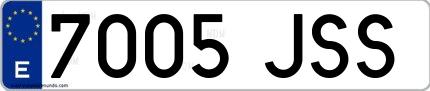 Ejemplo de matrícula española 7005 JSS