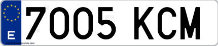Ejemplo de matrícula de coche ordinaria 7005 KCM