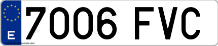 Ejemplo de matrícula de coche ordinaria 7006 FVC